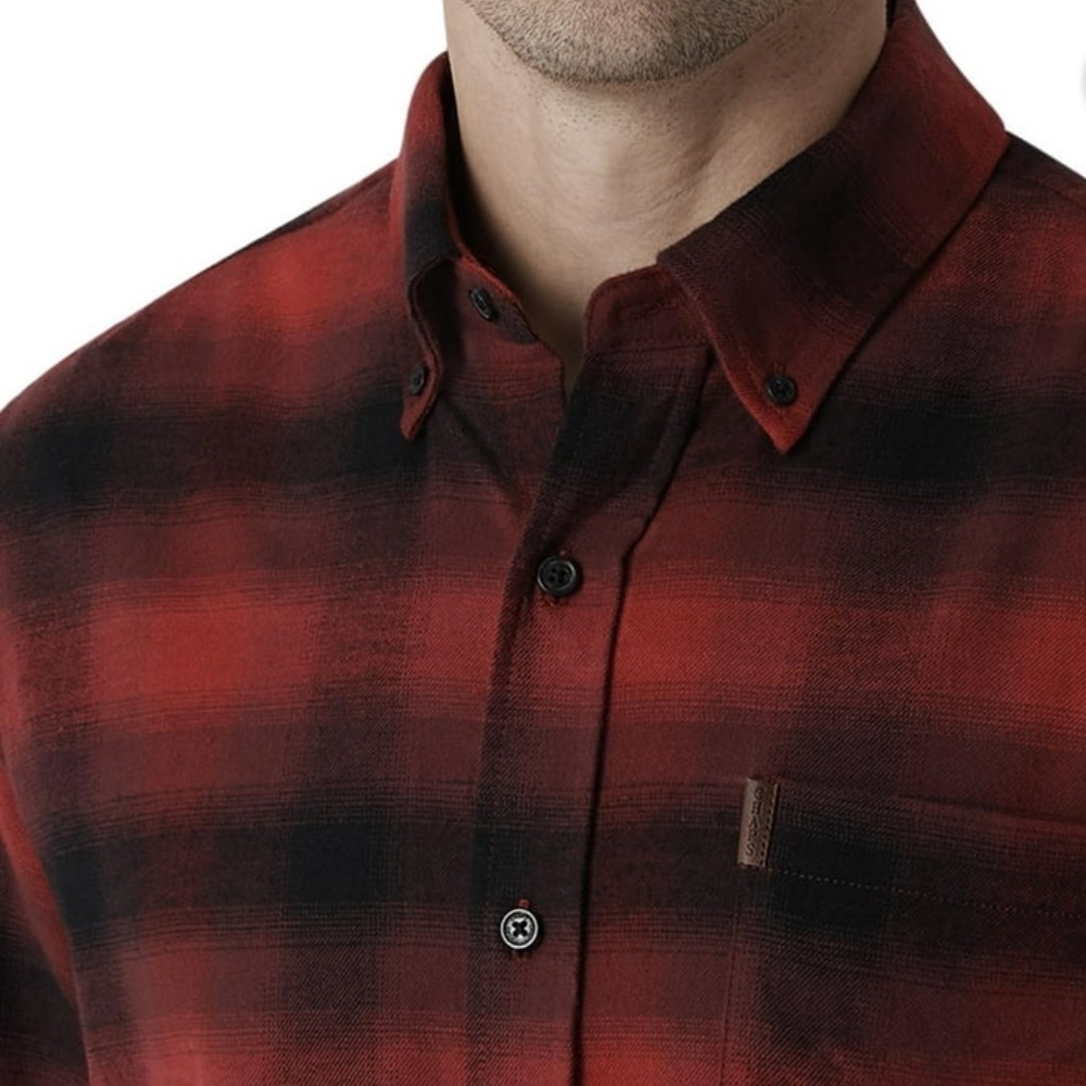 Chaps Flannel Red Black Plaid Large Tall Button Down Shirt cotton stretch - Picture 3 of 14